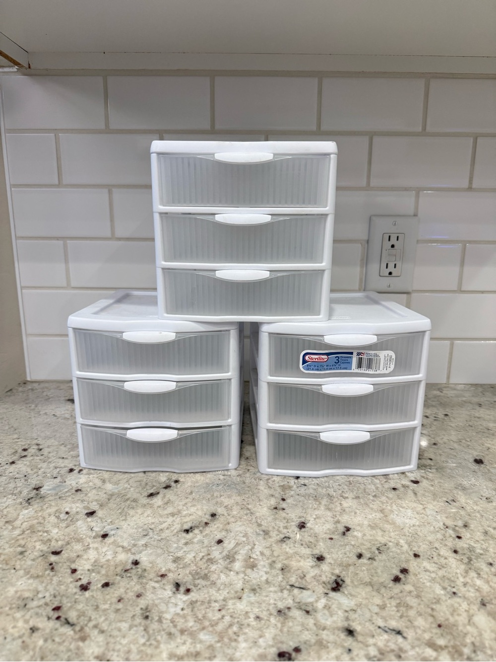 Compact White 3-Drawer Plastic Storage Organizer (Set of 3)